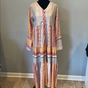 Bohemian Multicolor Maxi Dress like new small